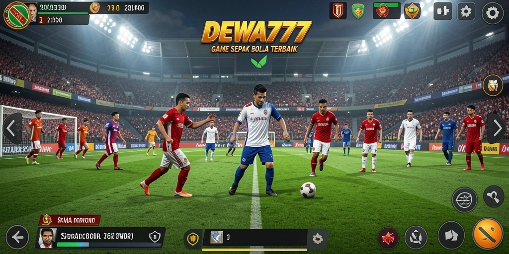 Tangkapan layar utama DEWA777 menampilkan pertandingan sepak bola yang mendebarkan.