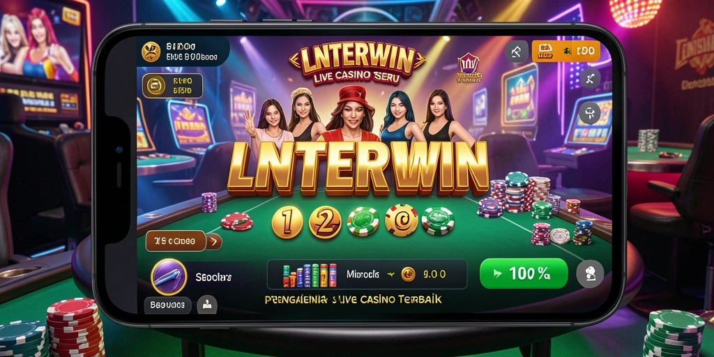 Screenshot LNTERWIN menampilkan dealer langsung dalam permainan Live Casino.