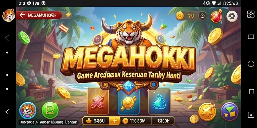 Tangkapan layar gameplay MEGAHOKI yang menampilkan aksi seru di level Arcade.
