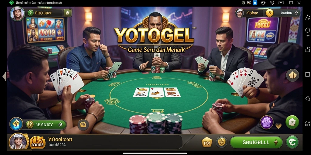 Tampilan utama gameplay YOTOGEL dengan pemain poker yang sedang beraksi.