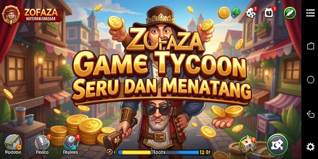 Screenshot utama ZOFAZA menampilkan gameplay Tycoon yang seru.
